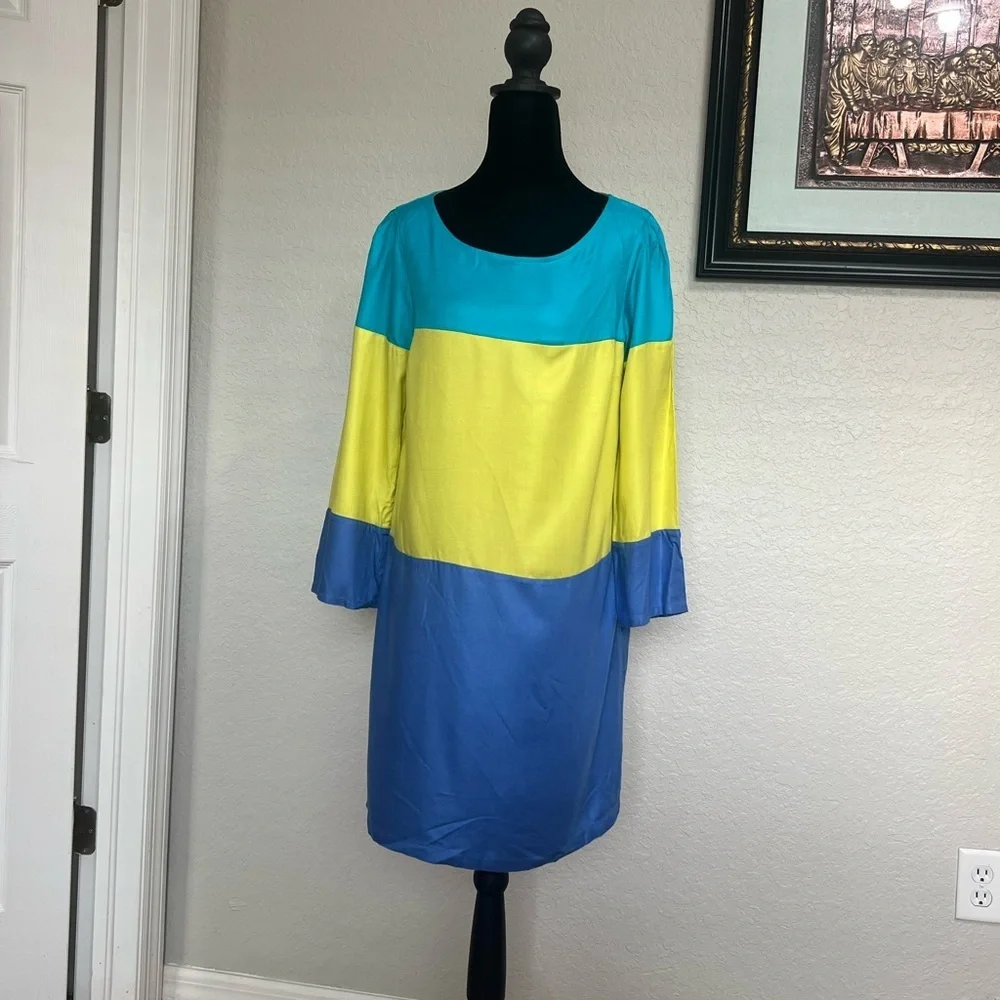 Anthropologie Maeve Long Sleeve Dress - Blue and Yellow - Picture 3 of 6